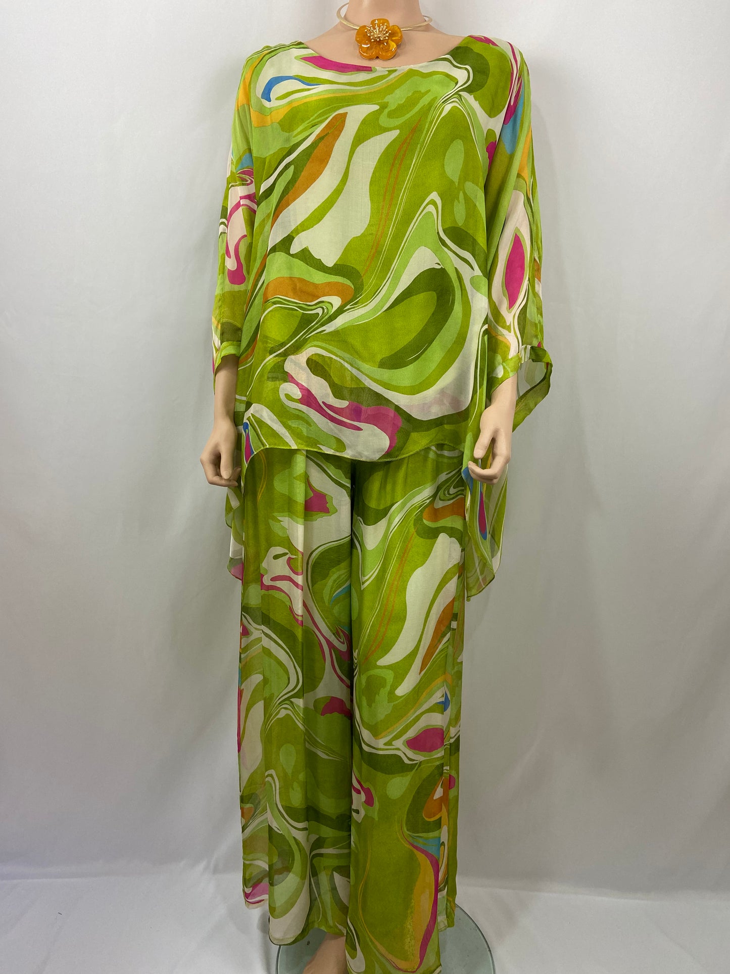 Conjunto seda estampado modelo Pintura