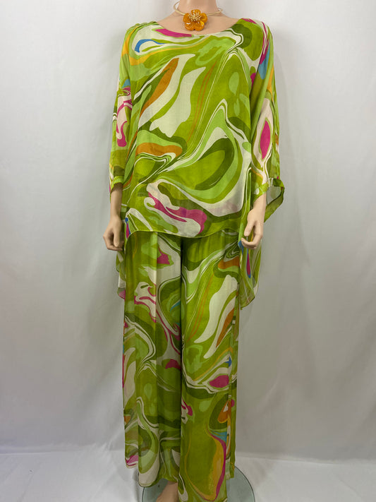 Conjunto seda estampado modelo Pintura