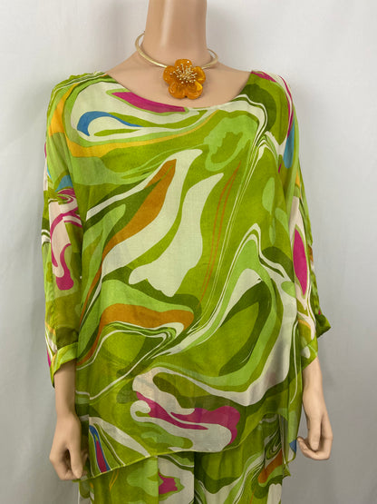 Conjunto seda estampado modelo Pintura